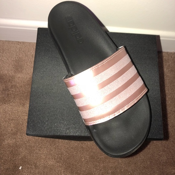 adidas slides pink glitter